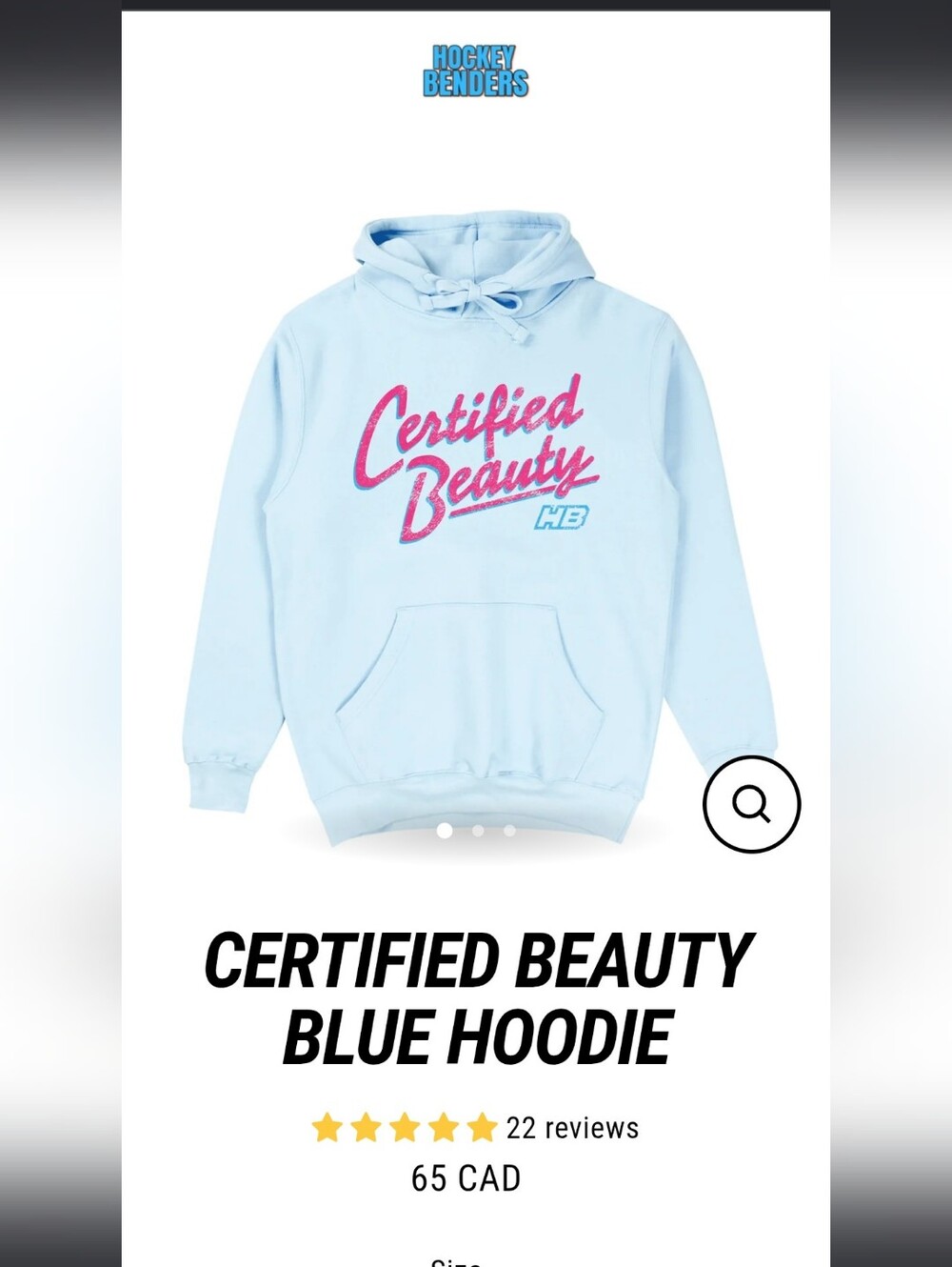 Hockey Benders Certified Beauty Light Blue Pullover Hoodie S